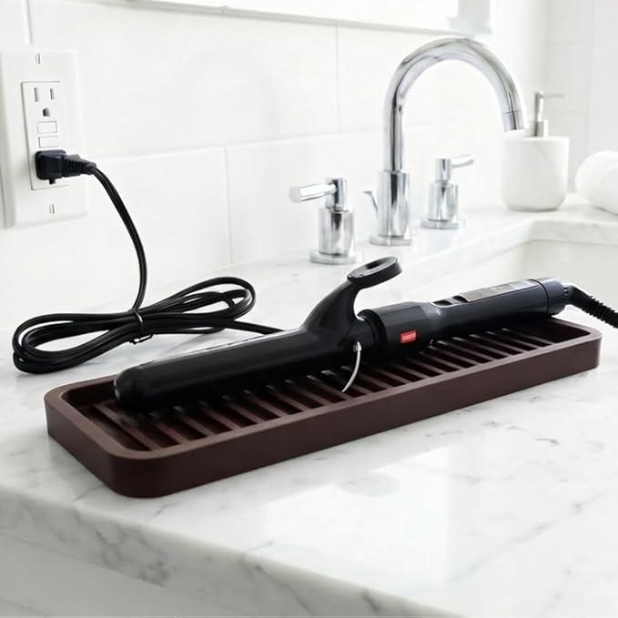 Silicone Kitchen Sink Organizer Tray, Sponge Holder and Countertop Protector | Bathroom and Kitchen Soap Dish and Dispenser Tray (Light Grey, 12"x4")
