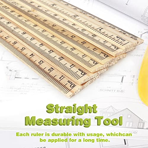 ZZTX 3 Pack Wooden Ruler 6 Inch（15 cm) | 2-in-1 scale design, Durable material, Double level design - color: 3 Pack, 6 Inch