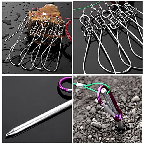 Fishing Stringer Live Fish Lock, Stainless Steel Fish Stringer Clip, Big Fish Wire Rope Cable with Float and Plastic Handle, Fishing Holder Kit with High Strength 10 Snaps/Buckles - size: 10m