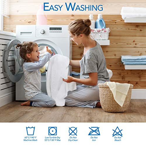 PlushDeluxe Premium Bamboo Mattress Protector – Queen Size, Waterproof, & Ultra Soft Breathable Noiseless Washable Bed Mattress Cover for Comfort & Protection - White