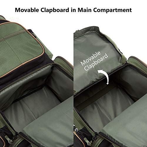 BASSDASH Fishing Tackle Backpack Water Resistant Tactical Bag Soft Tackle Box with Rod Holder and Protective Rain Cover - color: Green Backpack [3670] without Trays