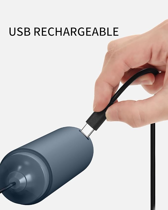 CIRCLE JOY Rechargeable Milk Frother Hanheld, Dual Ring Electric Coffee Frother, Portable Hand Frother Wand Drink Mixer for Matcha Lattes Cappuccino, Kitchen Gifts, Blue
