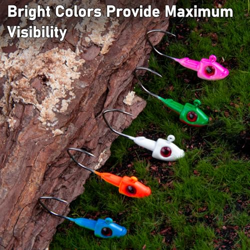 Dr.Fish 10 Pack Crappie Swimbait Jig Heads Freshwater Fishing Jig Minnow Style 3D Eyes Sickle Hook for Panfish Bluegill Bass Walleye Trout Fishing - color: White, size: 1/32oz-10 Pack