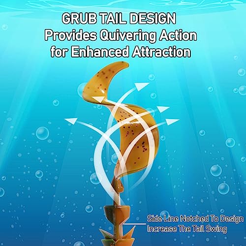 Dr.Fish 10 Pack Grub Fishing Lures 4" Soft Plastic Baits Worm Grub Bass Fishing Lures Swimbait Walleye Saltwater Freshwater - color: Pumpkin