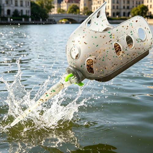 Bait Cage, Fishing Feeder Holder with Weight Openable Lure Container Long Ranges Casting for Powder Live Baits - size: Large Cage A2414 50G