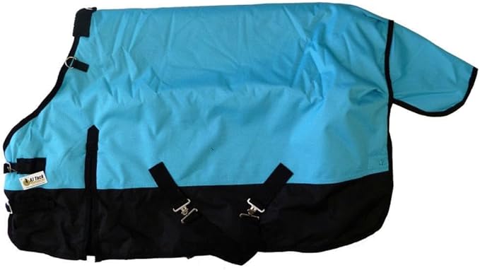 AJ Tack 1200D Waterproof Winter Pony Blanket - 300g Heavyweight Turnout with Fleece Collar, Shoulder Gussets & Tail Flap - Black 54"