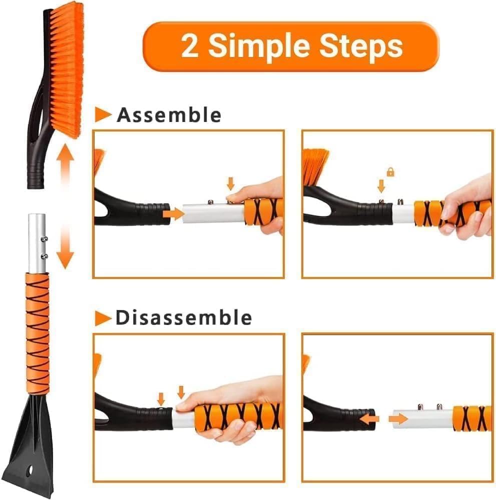 Snow Brush & Ice Scraper, 27'', Ice Scrapers for Car Windshield, Detachable Snow Removal Tool with Ergonomic Foam Grip for Cars, Suvs, Trucks