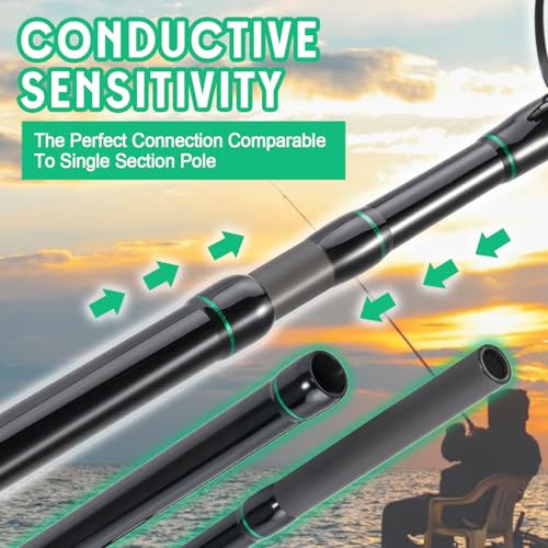 Sougayilang 3 Piece Surf Fishing Rod Combo Medium/Heavy Travel Spinning Rod with 4000/5000 Size Reel Baitfeeder Combo(9'/10'/11'12') - color: green, size: 9ft-Spinning-3Pc-M