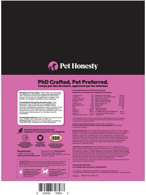 Cat Multivitamin Crunchy & Creamy Chews - Cat Treats for Health + Immune, Joint Support, Skin & Coat, & Digestion - Vitamins with Omega 3s, Lysine & Probiotics (30 Day Supply)