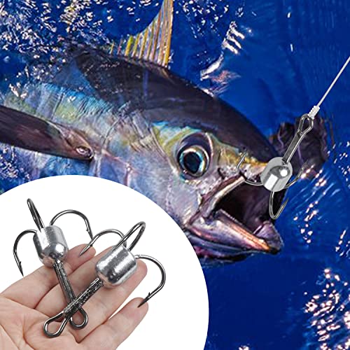 Snagging Hooks Snagging Weighted Treble Hooks 5pcs Large Weighted Fishing Hooks for Baitfish Tuna Swordfish Trout Salmon Fishing 4 Sizes 1oz 1.25oz 1.5oz 2.5oz - size: 5/0-1oz-5pcs