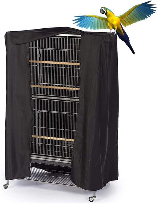 Extra Large Bird Cage Cover Breathable Waterproof Material Universal Black-Out Bird Parrot Cover Good Night Birdcage Cover Sleep Helper for Parrots Parakeets Budgies Macaw (34.5x25x47in)