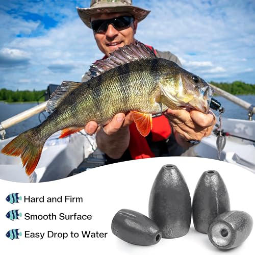 Bullet Fishing Sinkers Weights Worm Weights for Bass Fishing Slip Sinkers for Pitching and Flipping Texas Rigs Saltwater Freshwater - style: 3/8oz-40pcs
