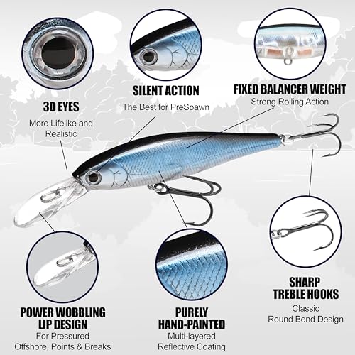 LUCKY CRAFT Pointer 78DD Freshwater Fishing Lure and Gear for Bass & Trout, 3 inch Deep Diving Suspending Jerkbait Fishing Line, Pressure-Ready Fish Bait, Premium Gear for Tackle Box, - color: 250 Chartreuse Shad