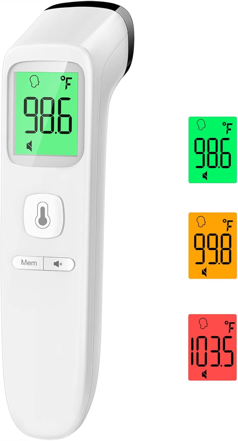 No-Touch Thermometer for Adults and Kids, Accurate Digital Baby Thermometer, Fever Alarm & Silent Mode, 2 in 1 Forehead & Object Mode