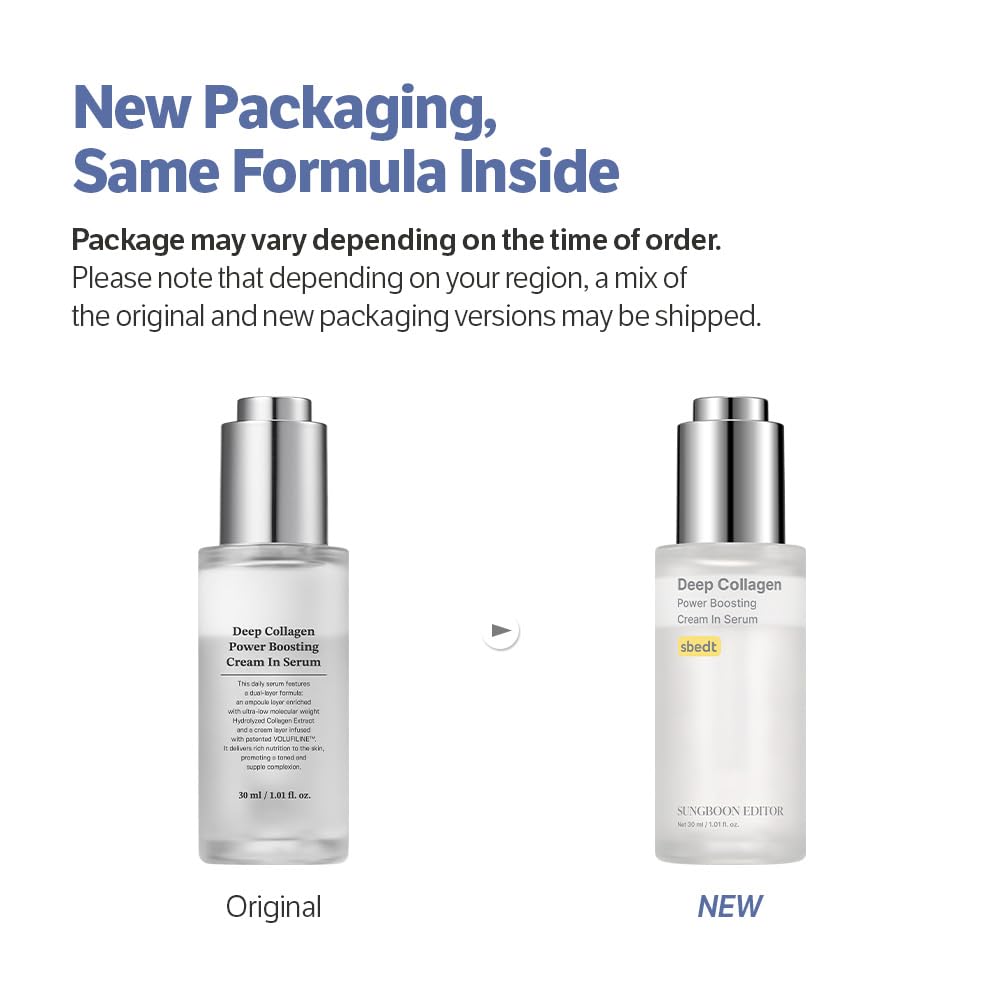 SUNGBOON EDITOR Deep Collagen Anti-Wrinkle Cream In Serum | Volufiline, Real Collagen, Skin Volumizing, Glass Skin, Elasticity for Aged Skin, Korean Skin Care, Serum for Face, 1.01 fl. oz
