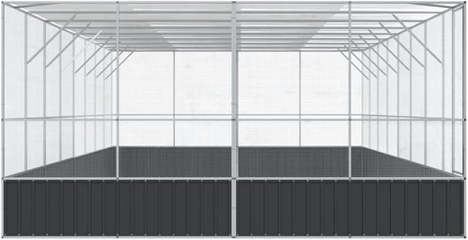 Large Bird Aviary with Extension, Outdoor Galvanized Steel Bird Cage, Galvanized Steel Outdoor Bird Aviary, Mesh Fence Bird House for Small Animals, 327.6"x163"x83.5"