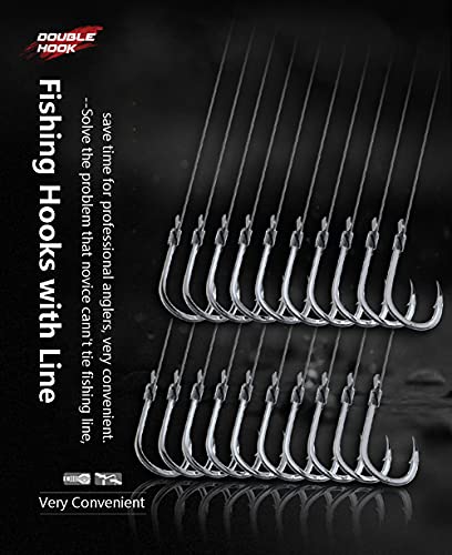 Dyxssm Small Fishing Hooks with Line, Tiny Fishing Hook on Nylon Line (Pack of 20) - size: 12#