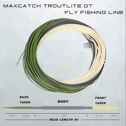 Maxcatch Troutlite Double Taper Floating Fly Line, 90ft, DT3F-DT6F, Easy Casting, with Two Welded Loops - size: DT3F-90FT
