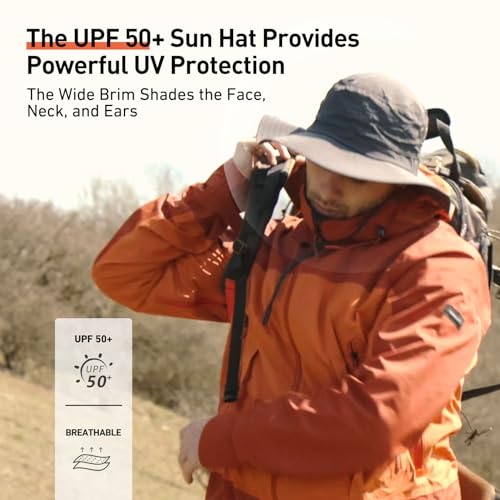 Oversize XL XXL Large Wide Brim Waterproof UPF 50+ Bucket Sun Summer Travel Fishing Hiking Fisherman Hat Detachable Chin - color: 000702_dark Grey, size: X-Large-XX-Large