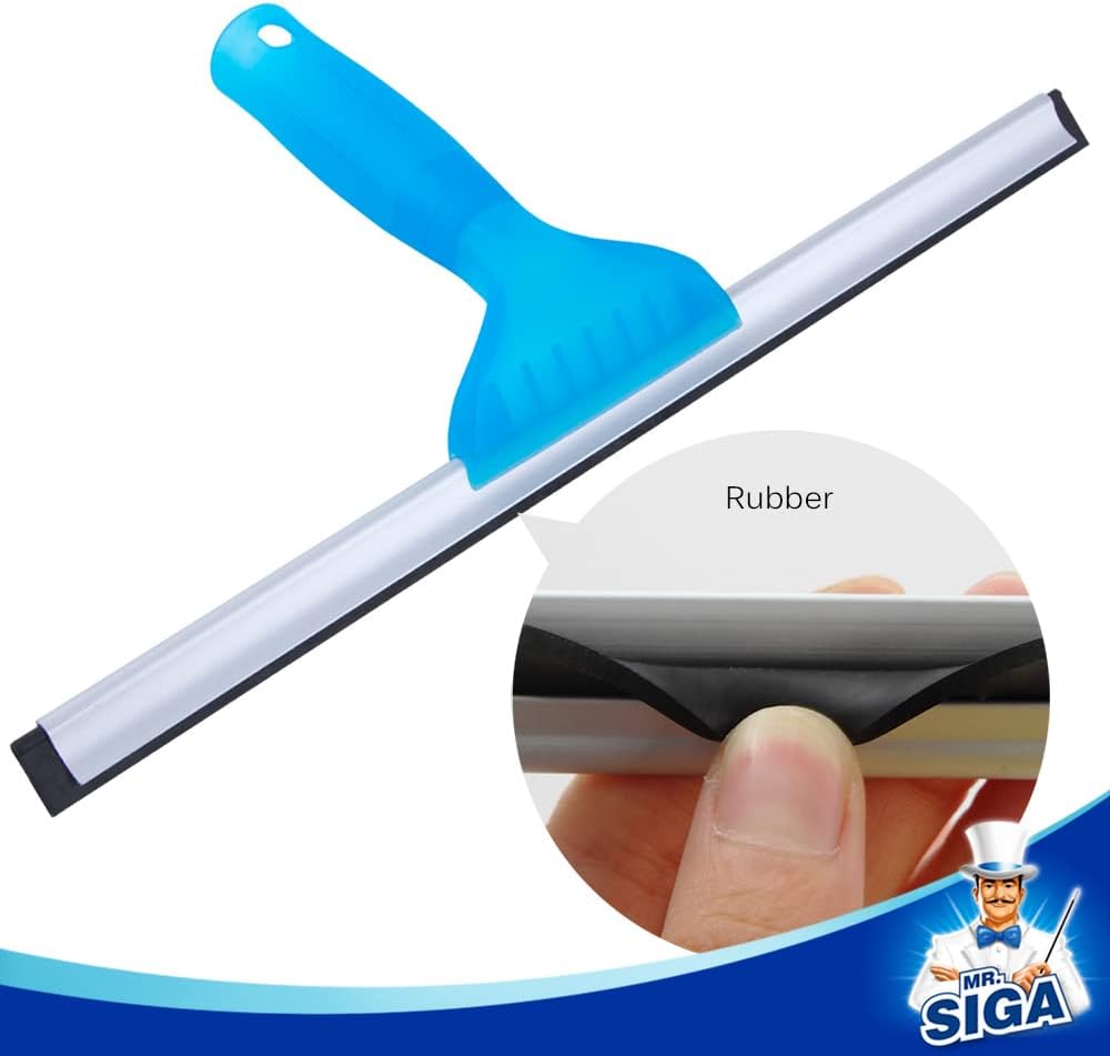 MR.SIGA Professional Window Cleaning Combo - Squeegee & Microfiber Window Scrubber, 14"