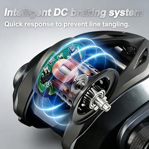 DCast Baitcasting Fishing Reel with Digital Anti-Backlash Control & Smart Braking System, Lightweight Easy-Cast Baitcaster for Bass Fishing - color: Left Handed