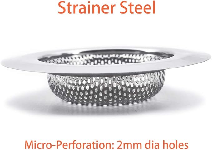 Kitchen Sink Strainer Stainless Steel Sink Strainer with Large Wide Rim 4.5" for Mesh Sink Strainer, Bathroom, Slop, Laundry, RV, Lavatory, Large (Pack of 2)