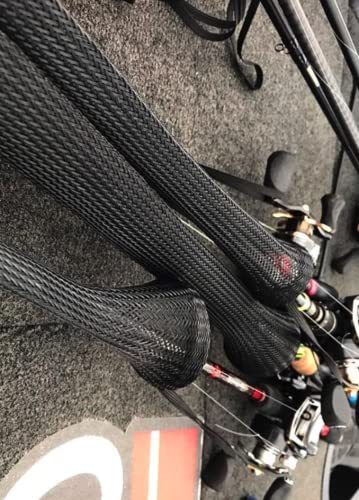 Fishing Rod Sock Mesh Sleeve Rod Cover Braided Mesh Rod Protector Pole Gloves Fishing Tools for Fly, Casting, Sea Fishing Rod - color: Black Color Set (10pc)