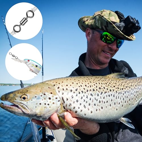 Barrel Swivels Fishing Tackle, 20/80pcs Heavy Duty Fishing Swivel Connector Stainless Steel Black Nickel Rolling Swivels Saltwater Freshwater 30-1322lb - size: 20pcs--12/0--1322lb