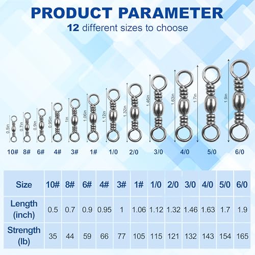 Barrel Swivels Fishing Tackle, 50/100pcs Rolling Ball Bearing Fishing Swivels with Stainless Steel Solid Ring Fish Line Connector Accessories for Saltwater Freshwater - size: 4/0 - 143 LB