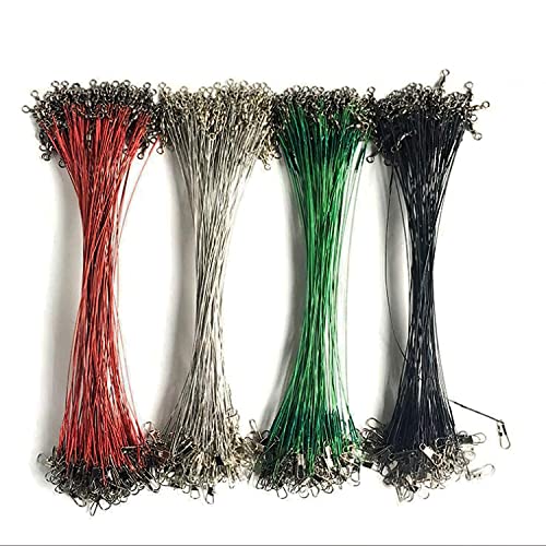 50pcs Fishing Wire Leaders Nylon-Coated Fishing Line Trace Lure Leaders with Swivels and Snaps Stainless Steel Fishing Tackle Leaders Tackle - color: Green, size: 12inch 50PCS