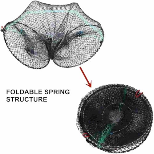 Collapsible Fishing Trap Net Cast Mesh Landing Bait Net | for Crab Shrimp Minnow Crawfish Catfish - size: Large 60cm