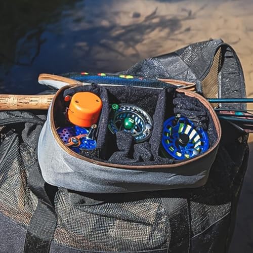Small Fly Fishing Reel Case with 2 Adjustable Shockproof Dividers Reel Carry Bag