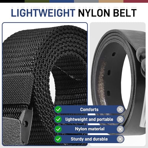 UNGGJKB Men's Tactical Belt, Nylon Casual Elastic Belt, Work Belt That Can Be Cut And Adjusted - color: Blue/Red/Black