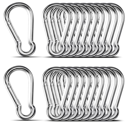 Small Carabiner Clip, 20PCS 1.57 inch 304 Stainless Steel Heavy Duty Carabiners, Metal Spring Snap Hook Clips for Outdoor Travel Camping Fishing Hanging Key Chain - size: M4-1.57'', style: 20PCS