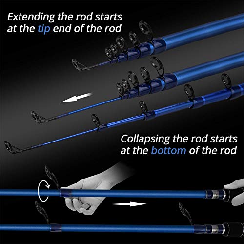 KastKing Compass Telescopic Fishing Rods and Combo, Sensitive Graphite Composite Blank, Easy to Travel, Packs to Just 17" in Length, Stainless Guides and Ceramic Rings, Combos w/ 4+1BB Spinning Reel - size: 6'6" - Medium, style: Spin - Combo With 2000 Ree