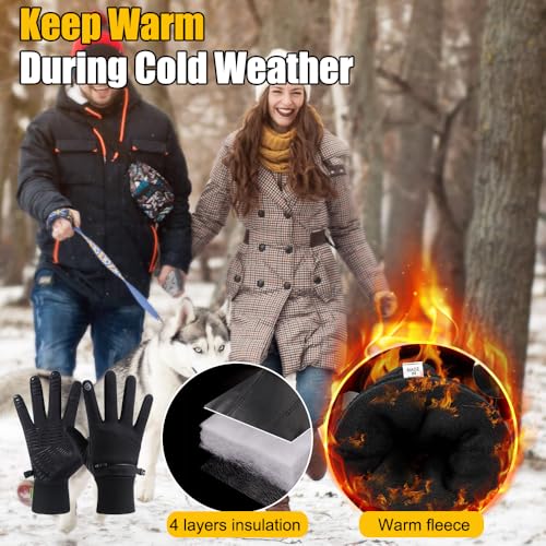 Winter Gloves for Men Women Waterproof Glove,Touchscreen Gloves Thermal Snow Gloves for Running Cycling - size: Large