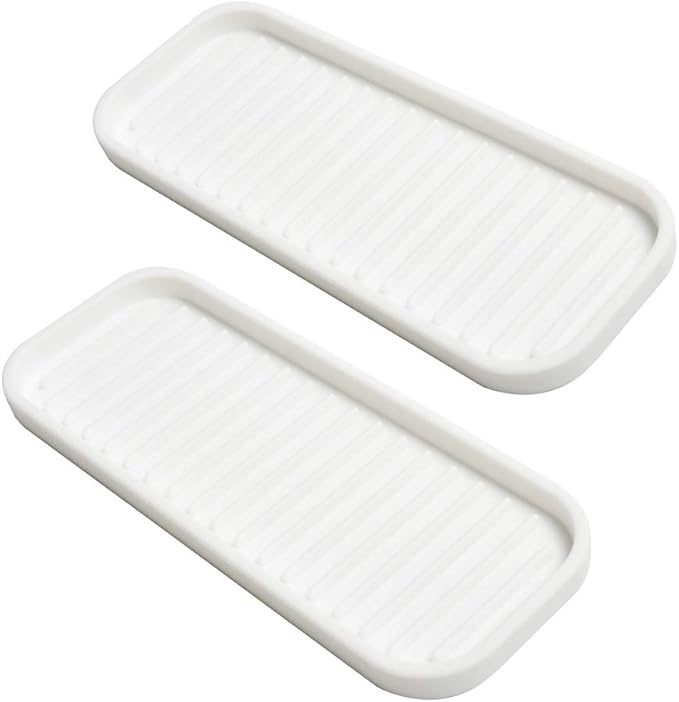 Silicone Sponge Holder Kitchen Sink Organizer Tray Dish Caddy Soap Dispenser, Scrubber Spoon Holder,Dishwashing Accessories 2 Pack (White)