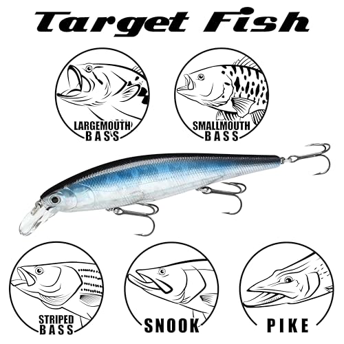 LUCKY CRAFT Pointer 128SP, Freshwater Lake Bass Fishing Lure, Jerkbait, Suspending, Fishing Gear, Fishing Accessories, Fishing Tackle - color: 325 Zebra Aurora Black