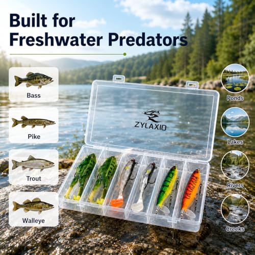 Bass Fishing Lures Kit, 6PCS Frog & Swimbait Set