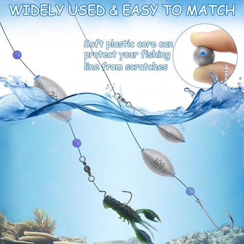 Egg Sinkers Fishing Weights, Bullet Fishing Weights | Lead Oval Shaped Fishing Weights Sinkers for Saltwater Freshwater Fishing 1/4oz to 3oz - size: 3/4oz-15pcs