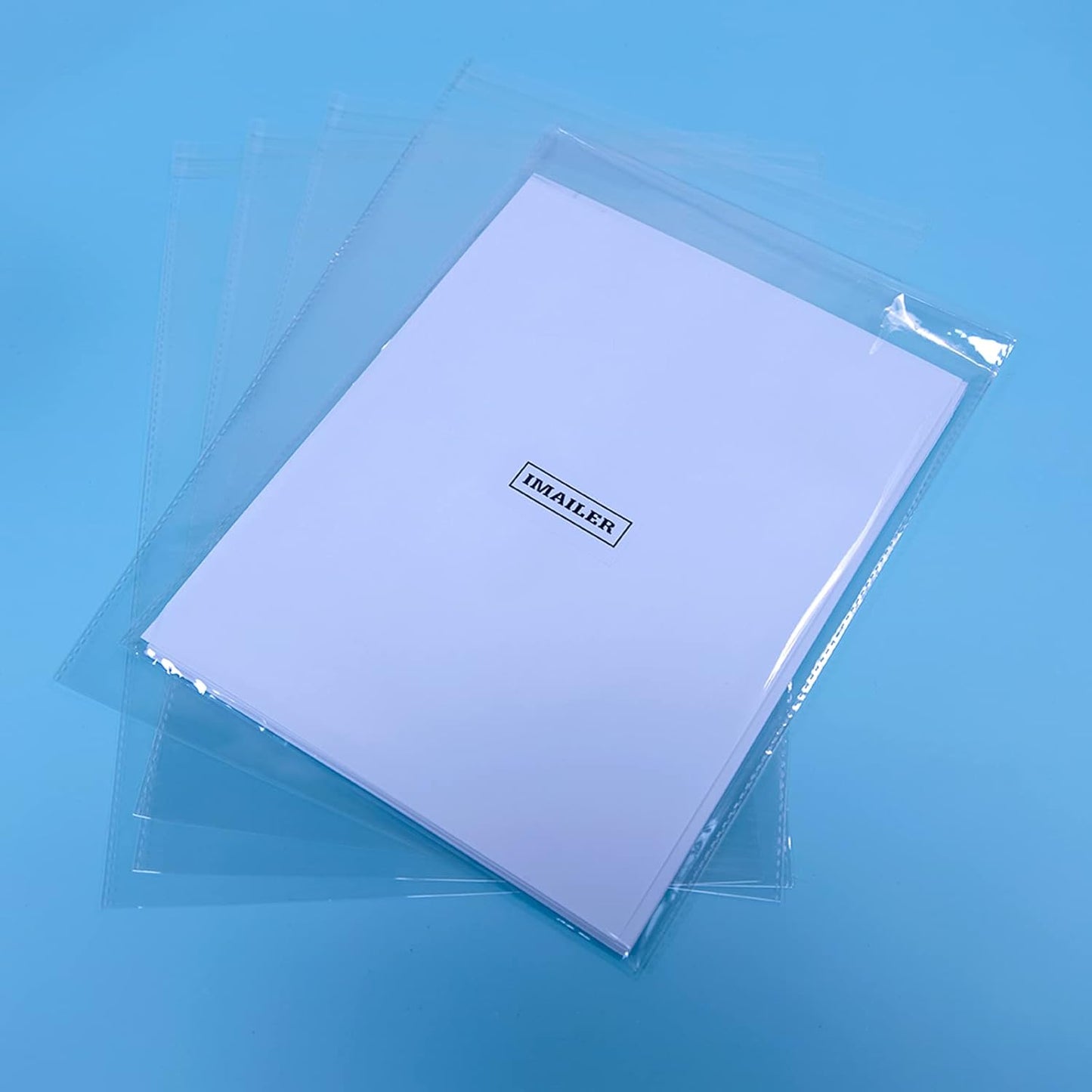 iMailer - 1000 Pack - 9" x 12" Cellophane Bags Self Adhesive - Clear Cello Resealable Plastic Poly Bags for A4, Letter Sized Documents, Plastic Sleeves, Clothing