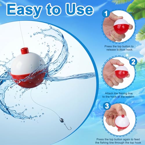 Coopay Fishing Bobbers 30Pcs-50Pcs/Lot Hard ABS Fishing Floats Set Snap on Float Red/White Bobbers Push Button Round Buoy Tackle Accessories - style: 2inch-30pcs