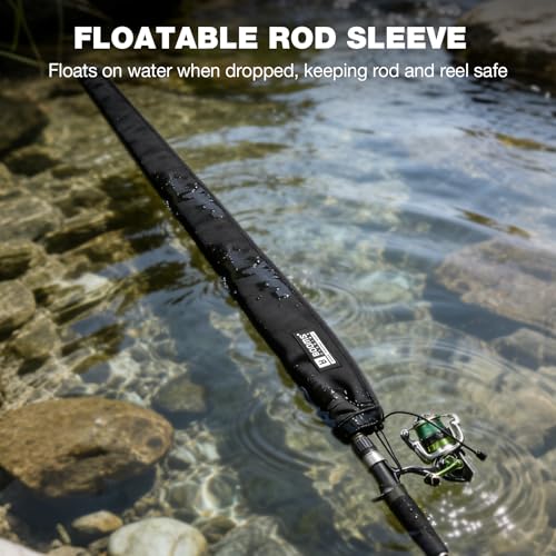 Booms Fishing Neoprene Rod Sleeve: Fishing Pole Sleeve - Protective Rod Socks with Hanging Loop & Adjustable Lanyard - RS8/9 Floating Pole Covers for Casting/Trolling, Spinning, Fly Rods - size: 52", style: Spinning