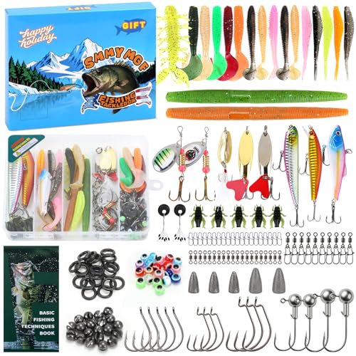 142pcs Fishing Lures Tackle Box Bass Kit with Fishing Techniques Book | 1.Exquisite packaging 2.suitable for beginners and gifts for kids 3.experiment with different fishing techniques - color: 142pcs Fishing Tackle Box