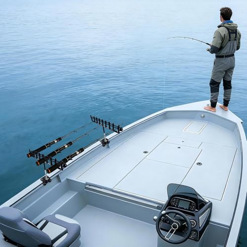 2PCS Marine Storage Rod Holder - Stainless Steel Multi-Rod Rack with Adjustable Clamps for Boat Railing