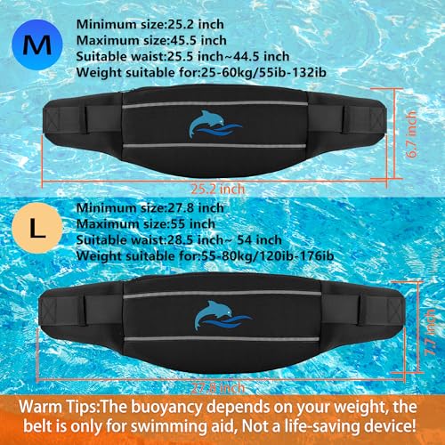 SIXRARI Adult Flotation Swim Belt, Adjustable 3-Section Buoyancy Belt with Reflective Strips for Water Aerobics, Aqua Jogging, Pool Exercise, Swimming Training & Low-Impact Workout - size: Large