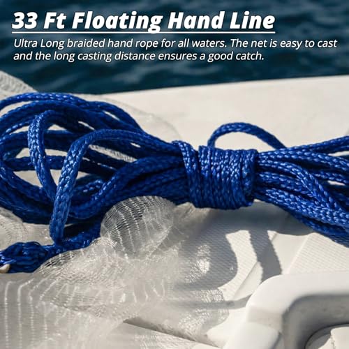 1.3 lbs/ft Fishing Cast Net with Eco-Friendly Lead Weights, 3/8inch Mesh Size, Throw Nets for Freshwater & Saltwater, 4/6/8/10/12 Ft Radius Casting Net - ProCast Series - size: 10-ft radius