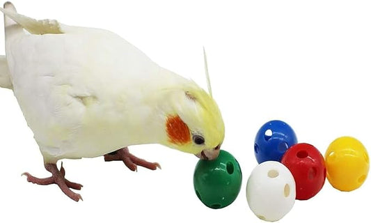 QBLEEV 5 Pack Bird Bell Balls Sets for Chewing Playing Training, Colorful Parrot Cage Treat Toy for Cockatiel Parakeet Conure Budgie, Small Pet Foot Talon Toy for Parrot Kitten Puppy, Random Color