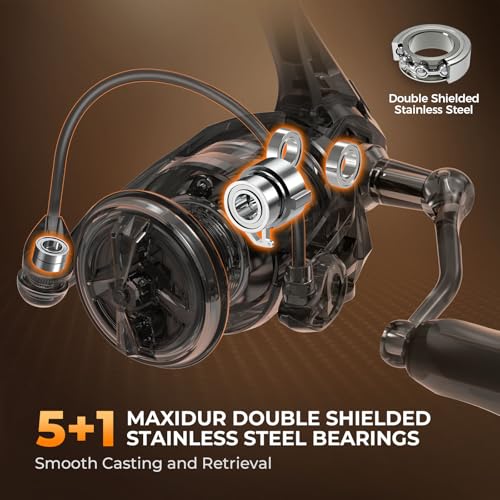 KastKing Lethal Blaze Spinning Fishing Reel, 17.6LBs Max Drag, 5.2:1 Gear Ratio, Ultra-Smooth Freshwater & Inshore Spinning Reel, CNC Aluminum Spool, Ideal for Bass & Trout Fishing - size: 2000