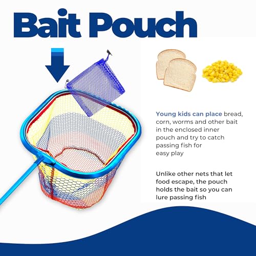 DaddyGoFish Kids Fishing Net - Extendable Telescopic Landing Net for Boy Girl Children Catching Small Fish Crab Shrimp Minnow Dragonfly Beach Pier Lake River Ocean - color: Style 3 (2 Pack, Blue + Green)
